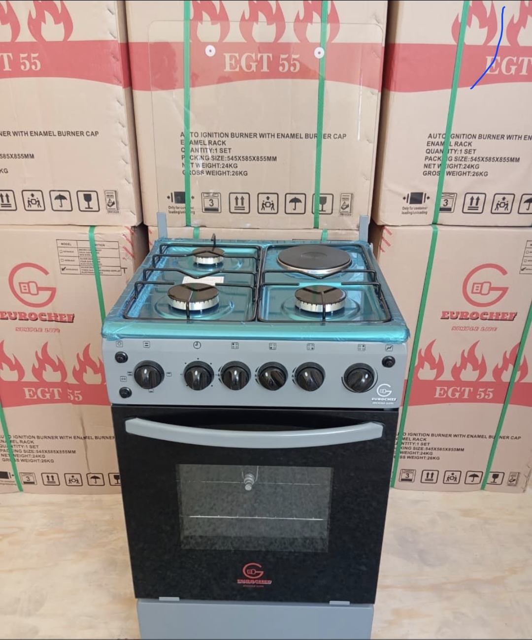 Euroken cooker 60 by 65 3 jet gas electric plate