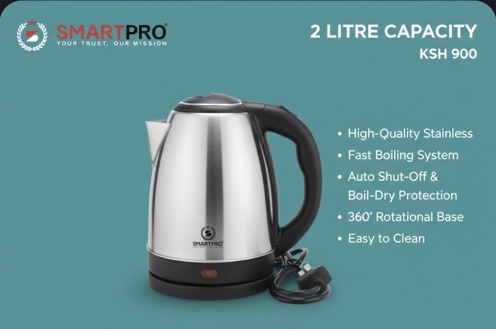 Smart pro stainless electric kettle 2 litres