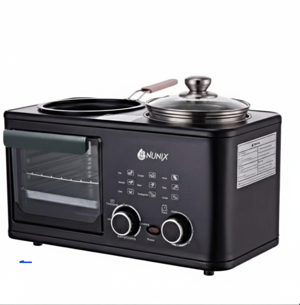 Nunix BE-06 3-in-1 Breakfast maker | 6L Oven, Cook Pot & Grill Pan