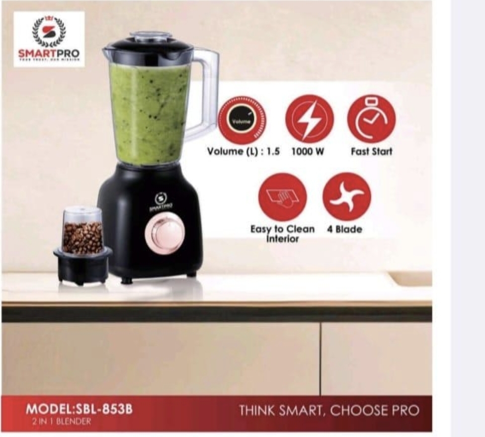 Smart Pro 2-in-1 Blender | 1.5L Glass Jug & Grinder 1000watz