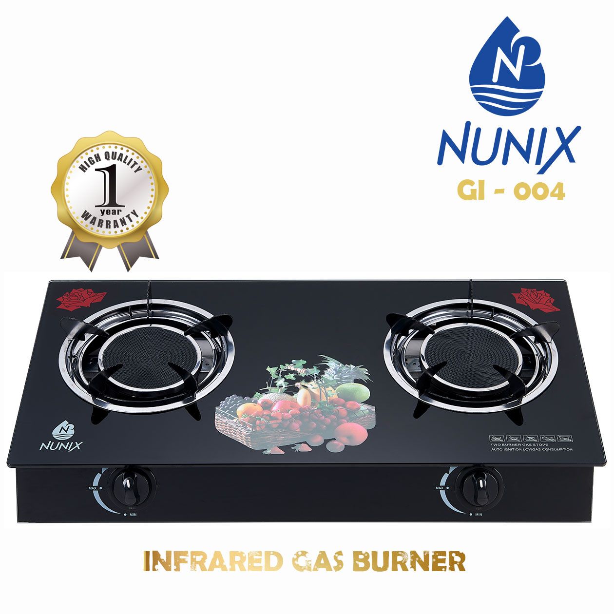 NUNIX GI-007 Infrared 2-Burner Table Top Gas Stove