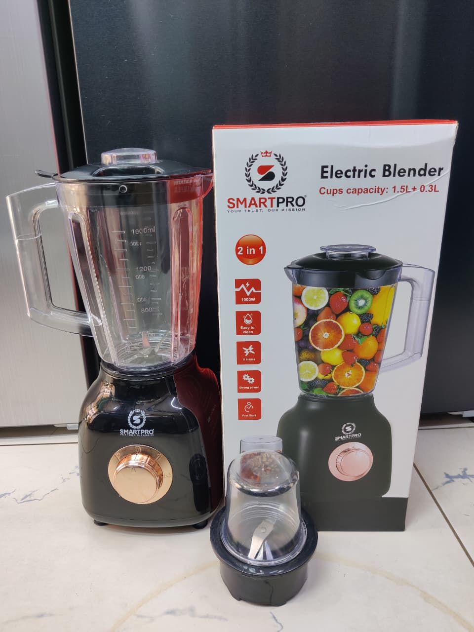 Smart Pro 2-in-1 Blender | 1.5L Glass Jug & Grinder 1000watz