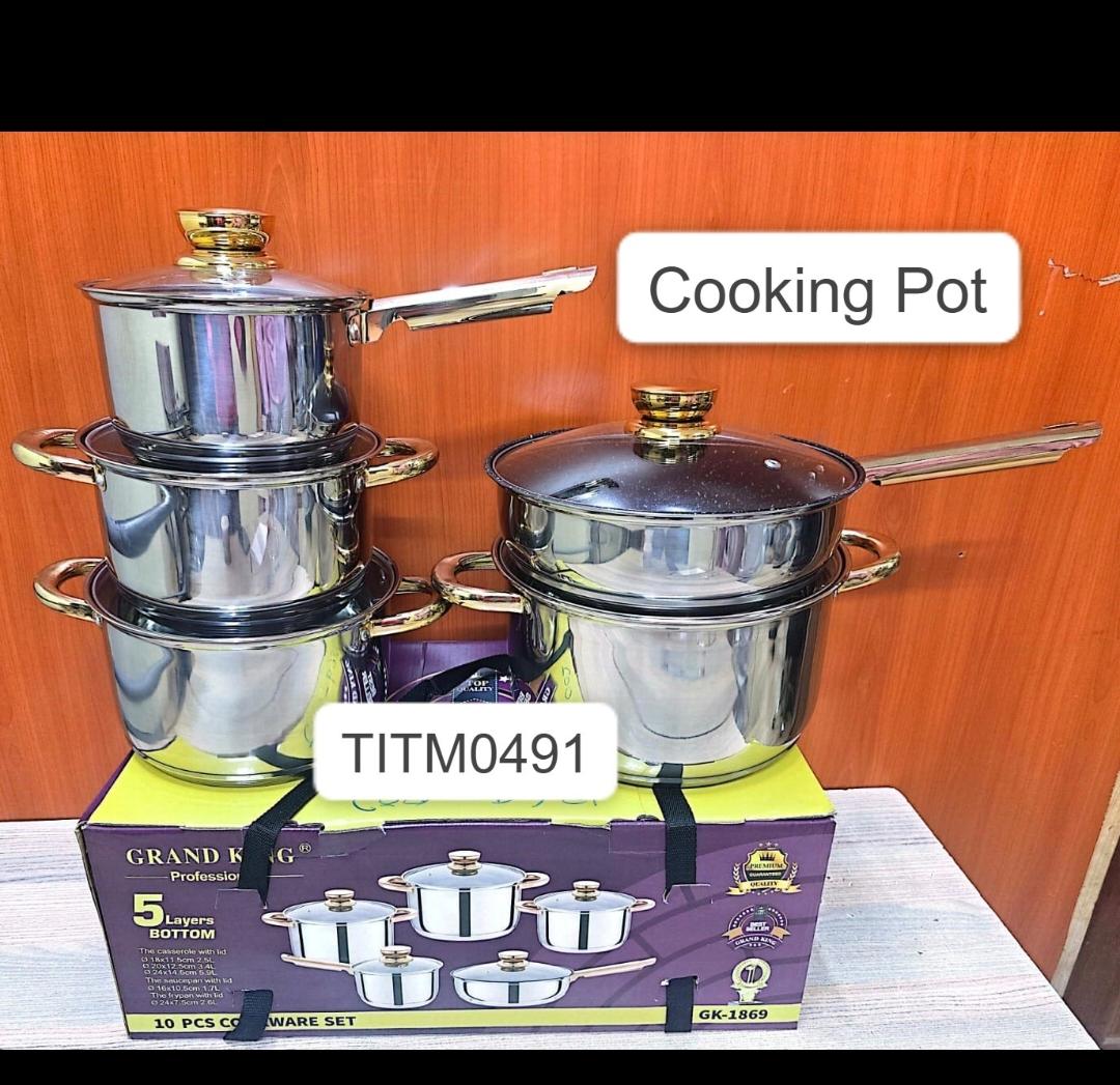 Induction Base 10 PCS Stainless Steel Cookware Set Cooking Pots/Sufuria