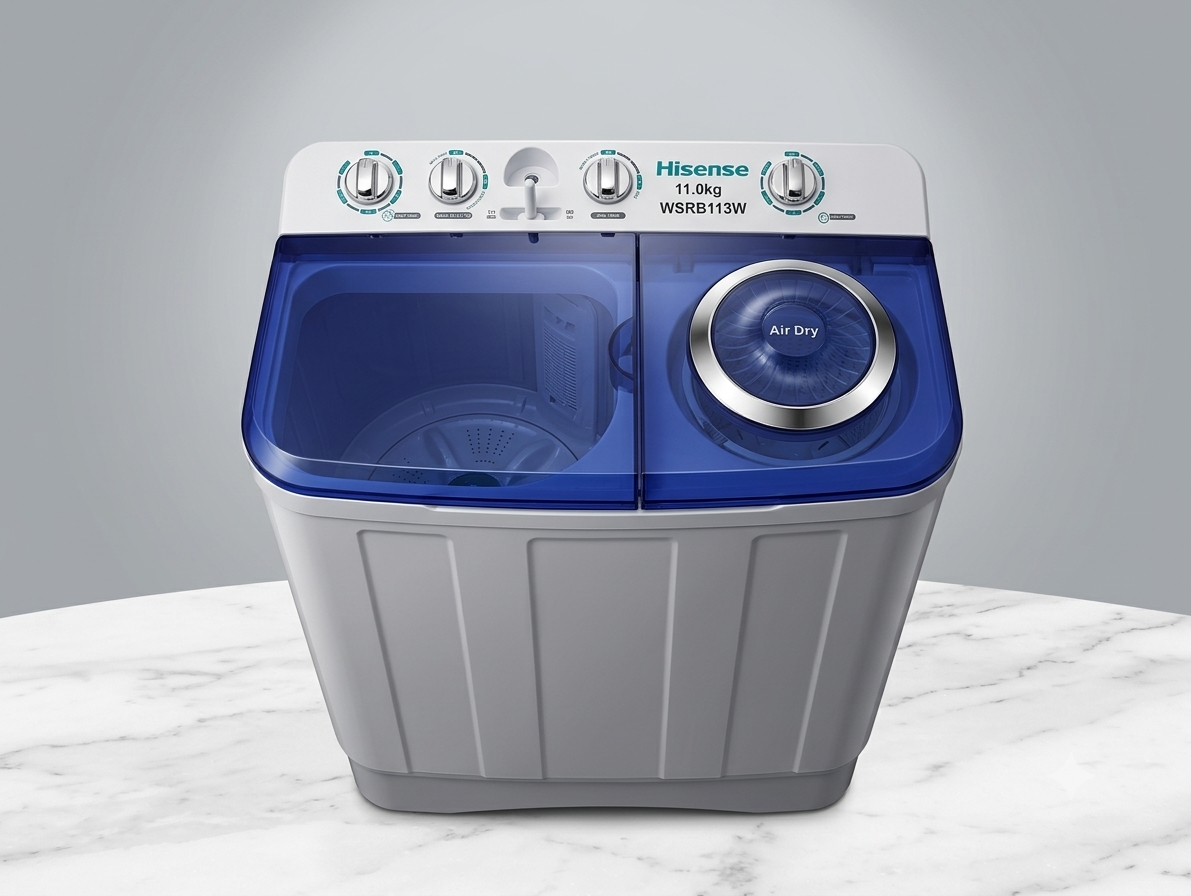 Hisense 11kg Twin Tub Semi-Automatic Washing Machine (Model: WSRB113W)