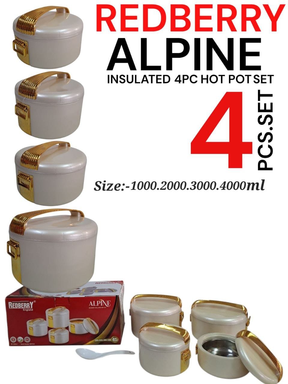 Alphine 4 pc hotpot 1 to 4 littre