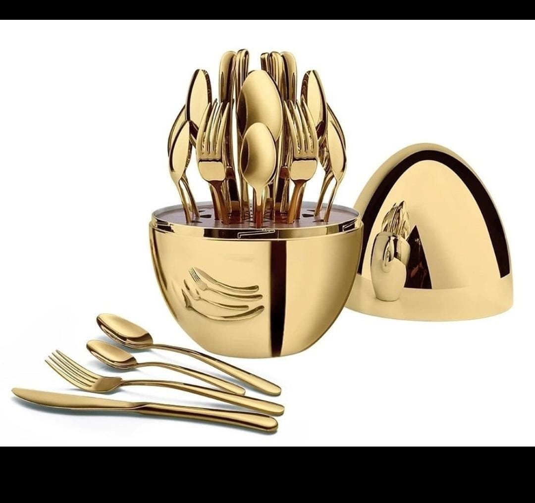 Golden Cutlary 36 pcs Egg shaped